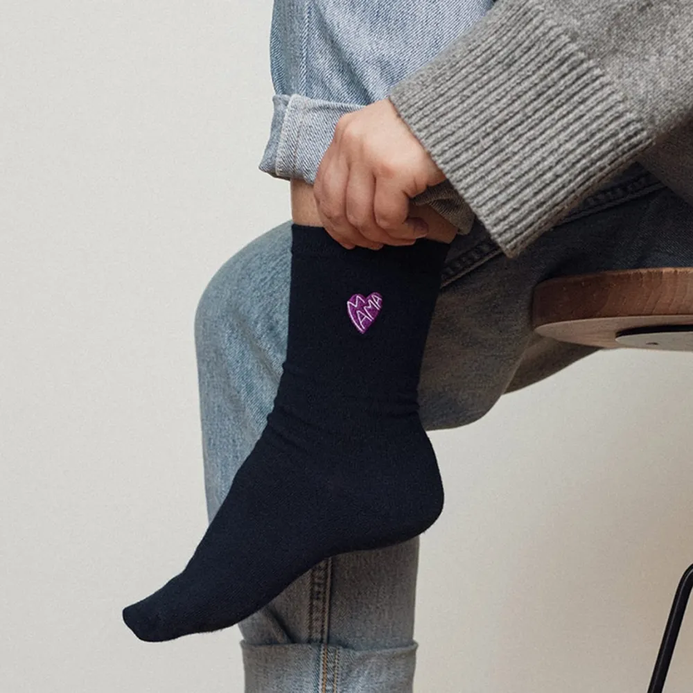 Femme Les Raffineurs Chaussettes brodées Coeur Mama