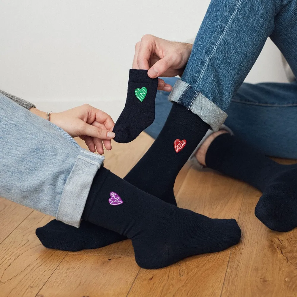 Femme Les Raffineurs Chaussettes brodées Coeur Mama