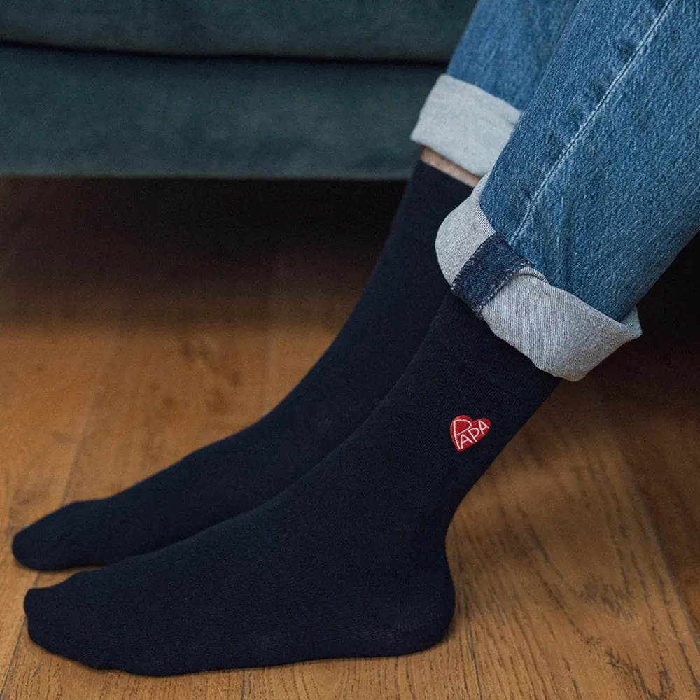 Homme Les Raffineurs Chaussettes brodées Coeur Papa
