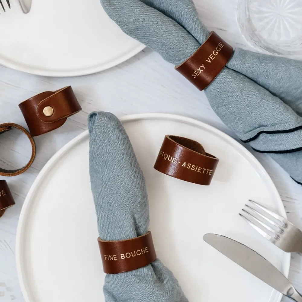 Les Raffineurs Ronds de serviette en cuir à message